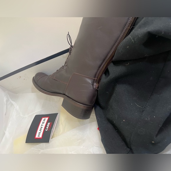 HUNTER ALIDA Women’s Brown Leather Knee High Lace Up Boots Size 7 - Picture 11 of 11